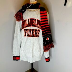 Philadelphia Flyers Mitchell&Ness sweatshirt L with  scarf to match *AUTHENTIC